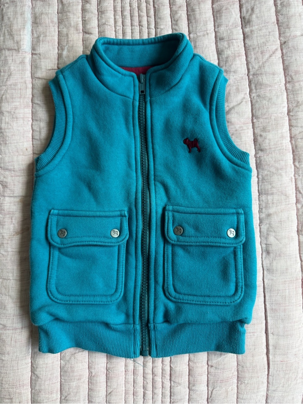 Boy Utility Vest | Teal | Made in Brazil | Embroidered Dog - Size: 2